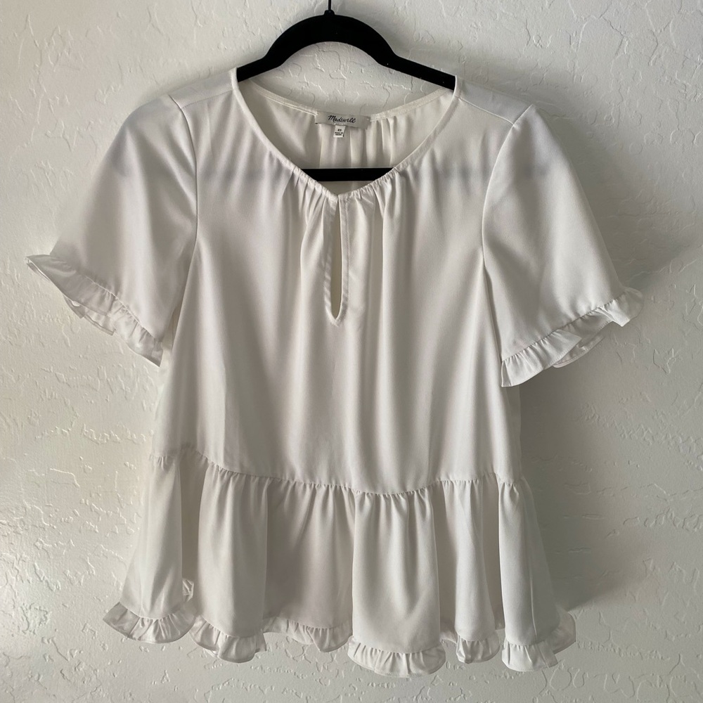 Madewell peplum ruffle top.